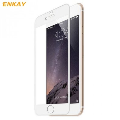 ENKAY Kijelzővédő üvegfólia (3D full cover, íves, ultravékony előlap, karcálló, 0.2mm, 9H), Fehér [Apple iPhone 7+ Plus 5.5, Apple iPhone 8+ Plus 5.5]