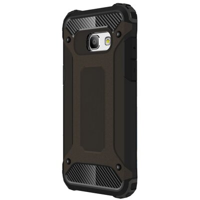Defender műanyag hátlapvédő telefontok (közepesen ütésálló, gumi / szilikon belső, fémhatás) Fekete [Samsung Galaxy A3 (2017) (SM-A320F)]