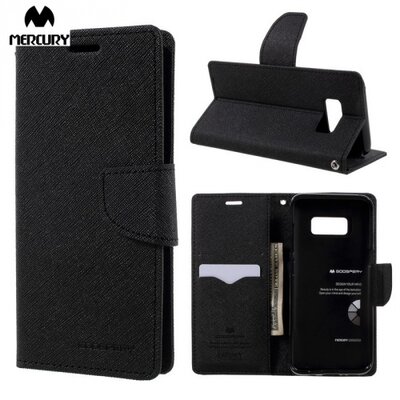 Mercury Fancy Diary Telefontok álló, bőr (flip, mágneses, oldalra nyíló, bankkártya tartó, asztali tartó funkció) fekete [Samsung Galaxy S8 (SM-G950)]