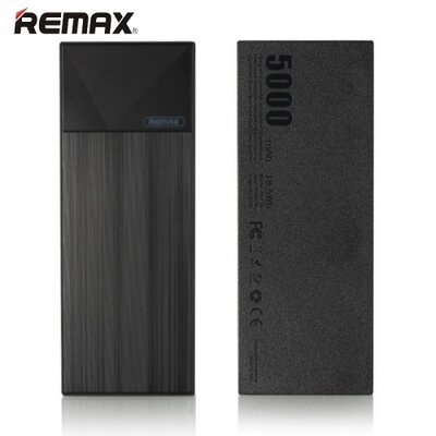 Remax REMAX THOWAY hordozható vésztöltő, powerbank (belső 5000 mAh Li-Ion akku, 5V /2000mA, kábel NÉLKÜL) FEKETE