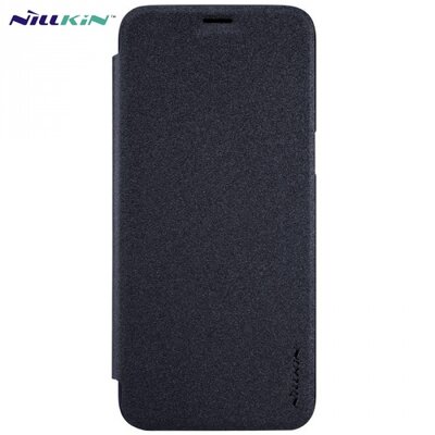 Nillkin Sparkle műanyag telefontok (mikroszálas bőr flip, oldalra nyíló) Fekete [Samsung Galaxy S8 (SM-G950)]
