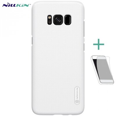 Nillkin Super Frosted műanyag hátlapvédő telefontok (érdes felület, kijelzővédő fóliával) Fehér [Samsung Galaxy S8 (SM-G950)]