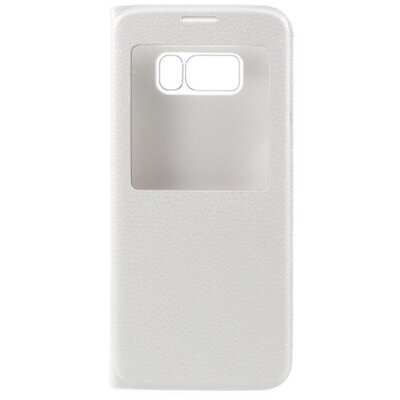 Telefontok álló, bőr hatású (flip, oldalra nyíló, hívókijelzés, View Window) Fehér [Samsung Galaxy S8 (SM-G950)]