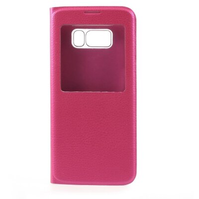 Telefontok álló, bőr hatású (flip, oldalra nyíló, hívókijelzés, View Window) Rózsaszín [Samsung Galaxy S8 (SM-G950)]