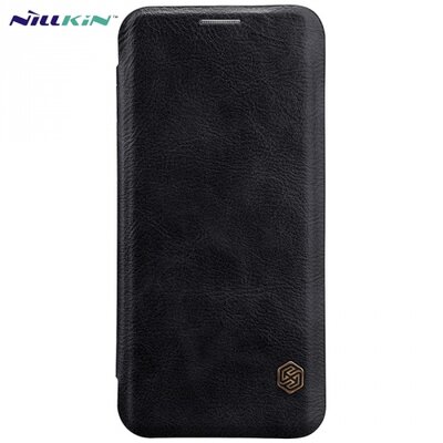Nillkin Qin Telefontok álló, bőr hatású (flip, oldalra nyíló, bankkártya tartó) Fekete [Samsung Galaxy S8+ Plus (SM-G955)]