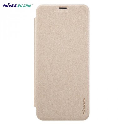 Nillkin Sparkle műanyag telefontok (mikroszálas bőr flip, oldalra nyíló) Arany [Samsung Galaxy S8+ Plus (SM-G955)]