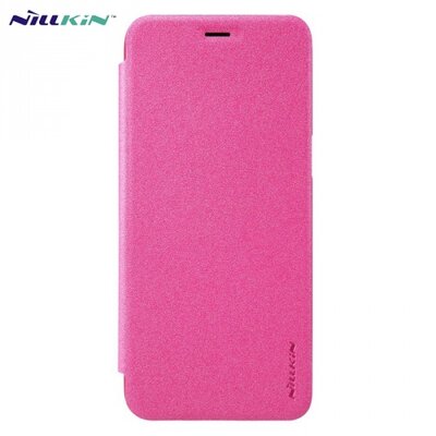 Nillkin Sparkle műanyag telefontok (mikroszálas bőr flip, oldalra nyíló) Rózsaszín [Samsung Galaxy S8+ Plus (SM-G955)]