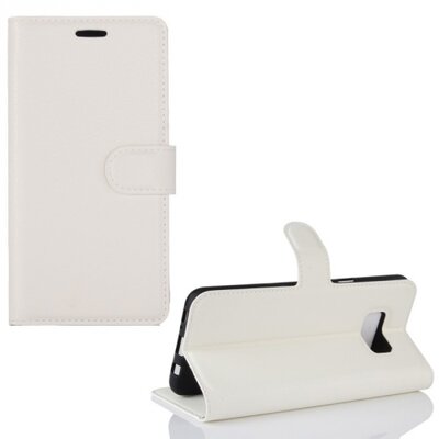 Telefontok álló, bőr hatású (flip, oldalra nyíló, asztali tartó funkció) Fehér [Samsung Galaxy S8+ Plus (SM-G955)]