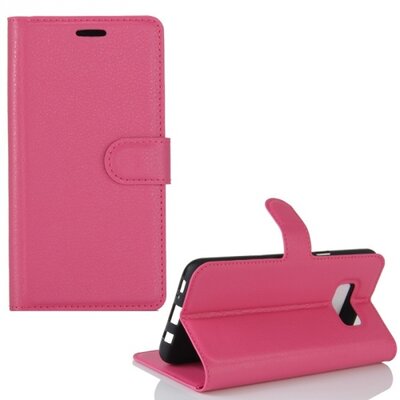 Telefontok álló, bőr hatású (flip, oldalra nyíló, asztali tartó funkció) Rózsaszín [Samsung Galaxy S8+ Plus (SM-G955)]