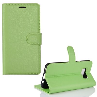 Telefontok álló, bőr hatású (flip, oldalra nyíló, asztali tartó funkció) Zöld [Samsung Galaxy S8+ Plus (SM-G955)]