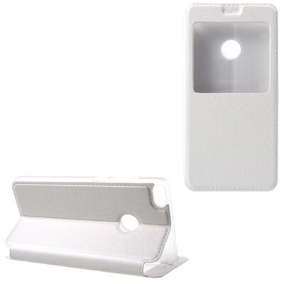 Telefontok álló, bőr hatású (flip, oldalra nyíló, asztali tartó funkció, S-View Cover) Fehér [Huawei P9 Lite (2017)]