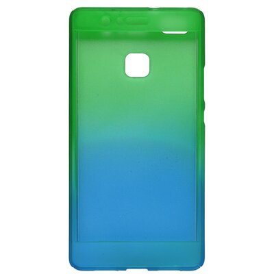 Műanyag hátlapvédő telefontok - 3D és üveg védőfólia Huawei P9 Lite, Kék - Zöld [Huawei P9 Lite]