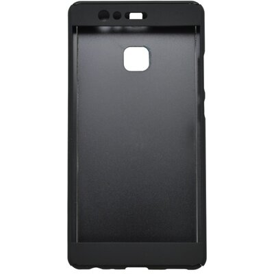 Műanyag hátlapvédő telefontok - 3D és üveg védőfólia Huawei P9, fekete [Huawei P9]