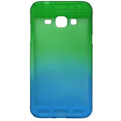 Műanyag hátlapvédő telefontok - 3D és üveg védőfólia Samsung Galaxy J3 2016, Kék - Zöld [Samsung Galaxy J3 2016 (J320F)]