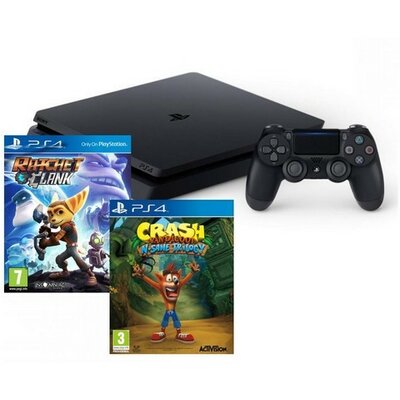 PlayStation 4 SLIM 500GB gép, Crash Bandicoot és Ratchet and Clank szoftverekkel (PS4)