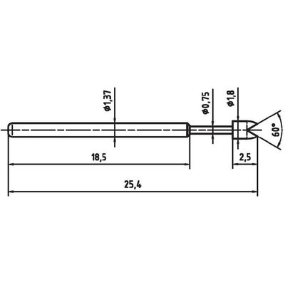 Mérőhegy, rugóérintkezős mérőtüske PTR 1015-G-0.7N-AU-1.8