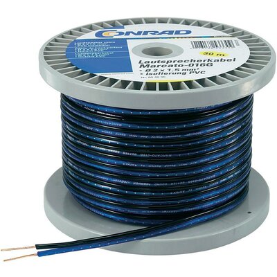 Hangszóró kábel 2 x 0,8 mm² kék/fekete, 30m, Conrad 93030c483