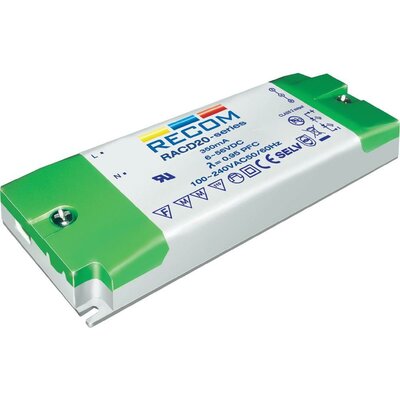 Állandó áramú LED tápegység 1,05 A, 5-17 V/DC, 20 W, Recom Lighting RACD20-1050