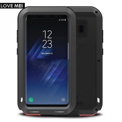 Love mei LOVE MEI Defender hátlapvédő telefontok gumi (ütésálló, fém keret) Fekete [Samsung Galaxy S8 (SM-G950)]