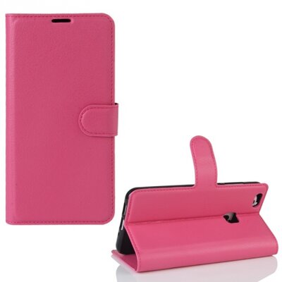 Telefontok álló, bőr hatású (flip, oldalra nyíló, asztali tartó funkció) Rózsaszín [Huawei P10 Lite]