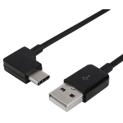 Adatátvitel adatkábel (USB Type-C 3.1, 100 cm hosszú, 90 fokos/derékszög) FEKETE