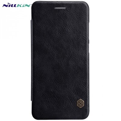 Nillkin Qin Telefontok álló, bőr (flip, oldalra nyíló, bankkártya tartó) Fekete [Huawei P10 Lite]