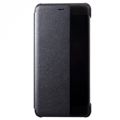 Telefontok álló, bőr (aktív flip, oldalra nyíló, Smart View Cover) SötétSzürke [Huawei P10+ Plus]