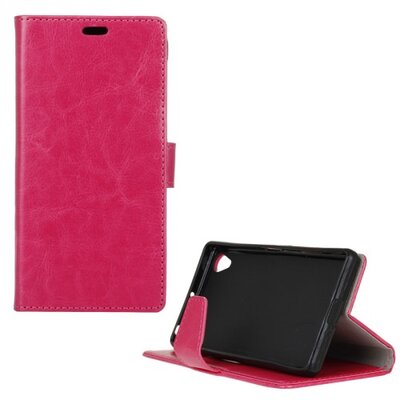 Telefontok álló, bőr hatású (flip, oldalra nyíló, asztali tartó funkció) Rózsaszín [Sony Xperia L1]
