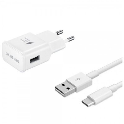 Samsung EP-TA20EWEC Hálózati töltő USB aljzat (5V / 2000 mA, EP-DN930CWE USB Type-C kábel, gyorstöltés támogatás), Fehér [Samsung Galaxy A3 (2017) (SM-A320F),