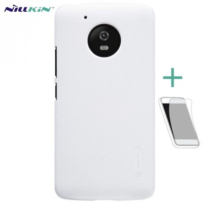 Nillkin Super Frosted műanyag hátlapvédő telefontok (érdes felület, kijelzővédő fóliával) Fehér [Motorola Moto G5+ Plus (XT1684)]