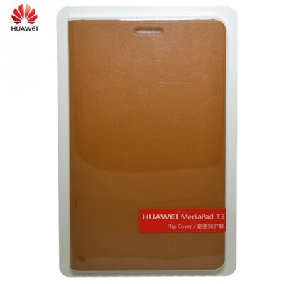 Huawei tablet védőtok álló, bőr (FLIP, oldalra nyíló) BARNA [Huawei Mediapad T3 8" LTE, Mediapad T3 8" WIFI]