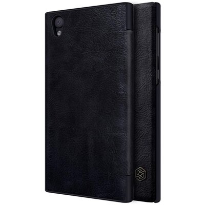 Nillkin Qin Telefontok álló, bőr hatású (flip, oldalra nyíló, bankkártya tartó) Fekete [Sony Xperia L1]