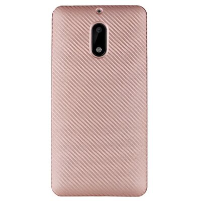 Hátlapvédő telefontok gumi / szilikon (karbon minta) RoseGold [Nokia 6]