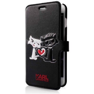 Gyári KARL LAGERFELD flipes tok (KLFLBKP7CL1BK) - iPhone 7, fekete