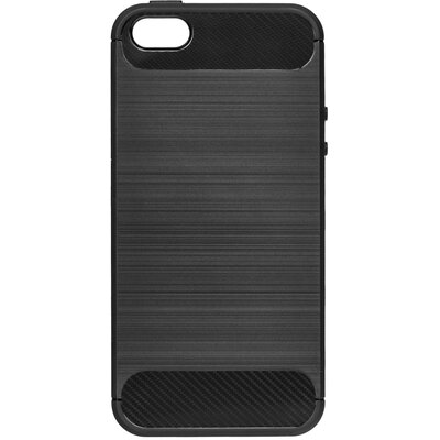 Forcell Carbon szilikon hátlapvédő telefontok, karbon mintás - Iphone 5/5S/SE, Fekete