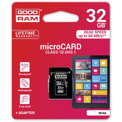 Memóriakártya GOODRAM microSD SD 32GB CLASS 10 UHS I adapterrel