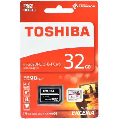 Memóriakártya Toshiba microSDHC 32GB M302 UHS I U3 CLASS 10 90MB/s adapterrel