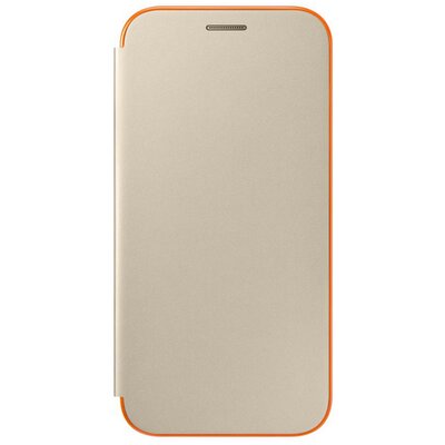 Samsung EF-FA320PFEGWW Telefontok álló, bőr (flip, neon értesítő csík, akkufedél, oldalra nyíló), Arany [Samsung Galaxy A3 (2017) (SM-A320F)]