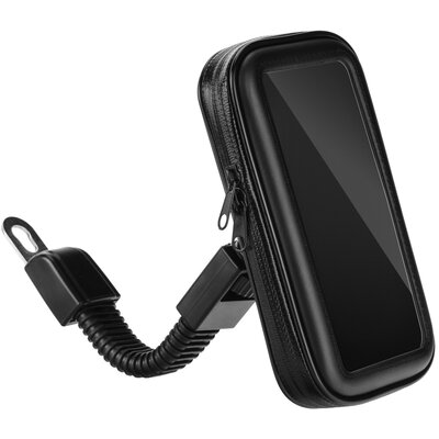 Univerzális zárt kerékpáros telefon tartó, cipzáros (4,8"-5,5"-ig), Fekete