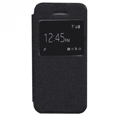 Telefontok álló, bőr hatású (flip, oldalra nyíló, S-View Cover) fekete [Microsoft Lumia 640 XL]