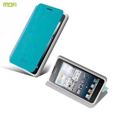 Mofi MOFI RUI Telefontok álló, bőr hatású (flip, oldalra nyíló, asztali tartó funkció) VilágosKék [Huawei Ascend Y530 (C8813)]