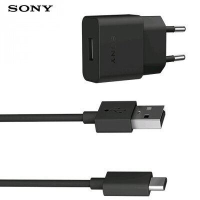 Sony UCH12W Hálózati töltő USB aljzat (5V / 2800 mAh, microUSB és Type-C kábel, gyorstöltés támogatás) FEKETE