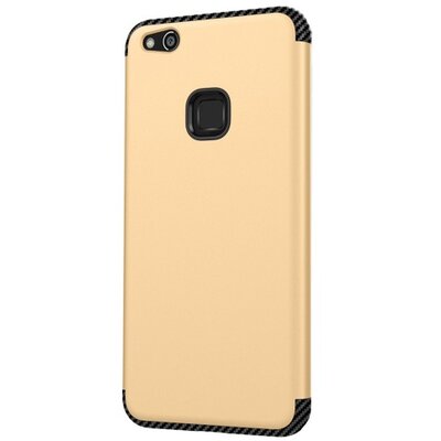 Defender műanyag hátlapvédő telefontok (közepesen ütésálló, gumi / szilikon belső, karbon minta) Arany [Huawei P10 Lite]