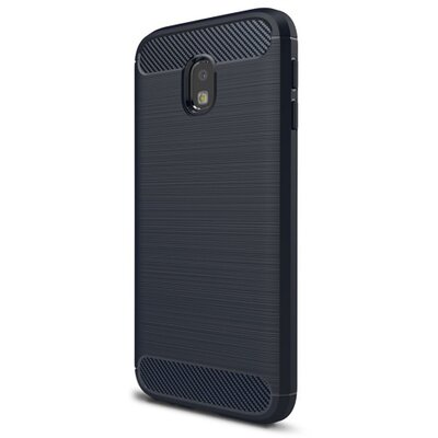 Hátlapvédő telefontok gumi / szilikon (közepesen ütésálló, szálcsiszolt, karbonminta) SötétKék [Samsung Galaxy J3 (2017) (SM-J330) EU]