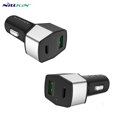 Nillkin CELERITY szivargyújtó töltő/autós töltő 2 x USB aljzat (5V/3000mA, Type-C, gyorstöltés támogatás) EZÜST