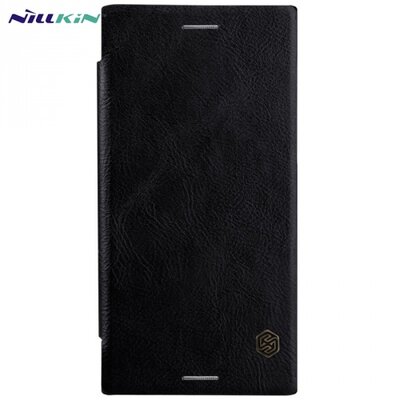 Nillkin Qin Telefontok álló, bőr hatású (flip, oldalra nyíló, bankkártya tartó) fekete [Sony Xperia XZ Premium]