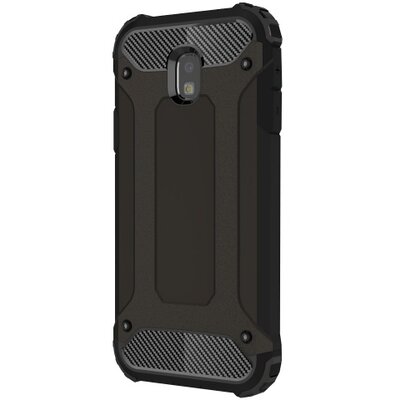Defender műanyag hátlapvédő telefontok (közepesen ütésálló, gumi / szilikon belső, fémhatás) Fekete [Samsung Galaxy J3 (2017) (SM-J330) EU]