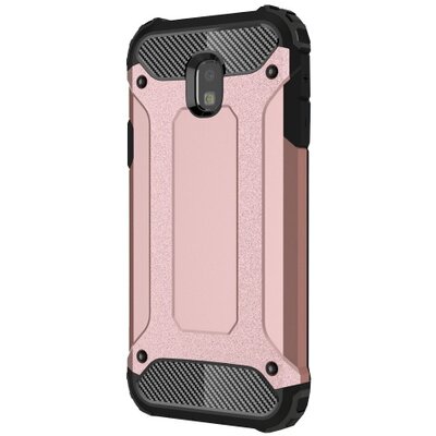 Defender műanyag hátlapvédő telefontok (közepesen ütésálló, gumi / szilikon belső, fémhatás) RoseGold [Samsung Galaxy J3 (2017) (SM-J330) EU]