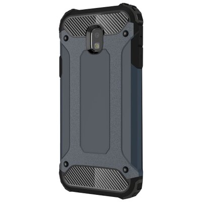 Defender műanyag hátlapvédő telefontok (közepesen ütésálló, gumi / szilikon belső, fémhatás) SötétKék [Samsung Galaxy J3 (2017) (SM-J330) EU]
