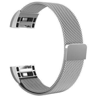 Pótszíj (rozsdamentes acél, állítható) EZÜST Fitbit Charge 2